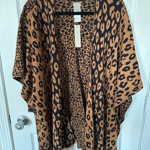 Chico's Animal Print Cardigan in Black and Brown